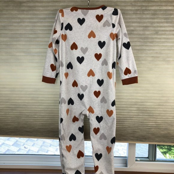 NEW - Carter's 1-Piece Unisex Hearts Soft Cozy Fleece Footie Pajamas Cabincore - Picture 5 of 13
